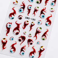 1 autocollant 3D Halloween en relief pour ongles, motifs auto-adhésifs en PET (fantôme, toile d'araignée, œil maléfique) pour femmes, salon, fête, vente en gros