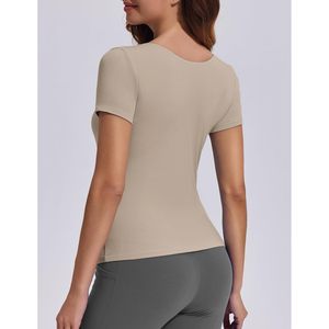 Camiseta Deportiva FOXA para Mujer, Cuello Redondo, Manga Corta, Transpirable, para Yoga, Gimnasio, Atlética, Spandex, Poliéster, Ajuste Básico - Product Image 2