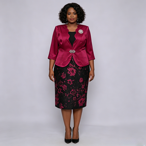 Ensemble deux pièces formel turc de qualité supérieure 5XL pour femmes grandes tailles – Tenue de mariage et de cérémonie - Product Image 2