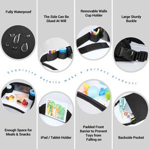 Muestra Gratuita de Bandeja de Viaje Plegable para Asiento de Coche, Bandeja de Viaje para Niños, Bandeja para Asiento de Coche para Niños Pequeños con Organizador para Viajes por Carretera - Product Image 4