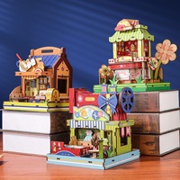 Kit de construction de micro-modèles mobiles en bois, artisanat fait main, éducatif, à assembler soi-même, maison miniature, boutique de rue, pour les 14 ans et plus