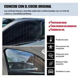 Set di parasole per finestrino auto in 2 pezzi, tendine per parabrezza anteriore e posteriore, per cinturini in Velcro, materiale in rete per protezione solare - Product Image 5