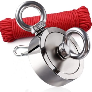 Aimant de <span class=keywords><strong>pêche</strong></span> en néodyme double face <span class=keywords><strong>à</strong></span> force de traction puissante <span class=keywords><strong>à</strong></span> <span class=keywords><strong>360</strong></span> degrés avec corde - Product Image 1