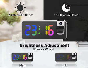 Đồng hồ báo thức chiếu đồng hồ kỹ thuật số với máy chiếu xoay 180 ° màn hình màu LED lớn - Product Image 5