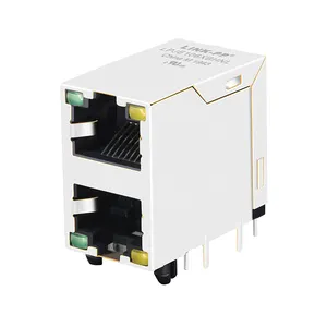 Conector rj45 com entrada magnética, porta XMD-9763-1A1A10A-241 2x1 conector de 100 graus-t 8 pinos sem jack rj45 com led verde/amarelo