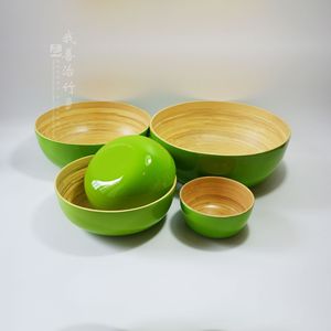 Natural Bamboo Bowls Set Green Handmade Nesting Bowls For Home Salad Fruit Storage Japanese Style JZW-09 - Product Image 3