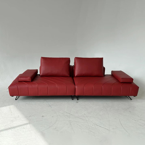 Muebles modernos para sala de estar Cómodo sofá de piel sintética de 3 plazas Sofá de cuero rojo para la venta - Product Image 3