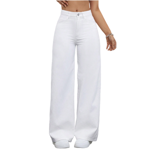 Pantalon droit pour <span class=keywords><strong>femme</strong></span> de haute qualité, respirant, à séchage rapide, coupe ample, jean décontracté à jambes larges, jean d'été - Product Image 1