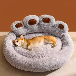 Lit pour animaux <span class=keywords><strong>de</strong></span> compagnie en peluche lavable, grand, chaud, doux, confortable, solide, type canapé, pour chiens et chats d'intérieur, motif patte d'ours, moelleux, tendance, fournisseur OEM - Product Image 5