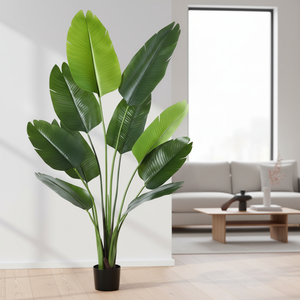 Sıcak satış yeni yapay yeşil kuş cennet ağacı gezgin muz saksı plastik düğün bitki - Product Image 1