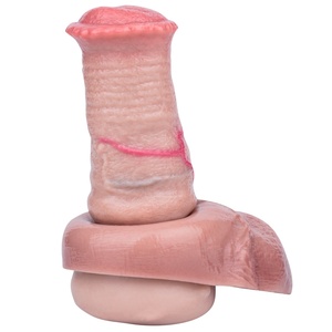 FAAK Horse Penis Sleeve Enlarge Girth Silicone Dog Knot Hollow <b>Dildo</b> with Cock Ring Sex Toys for Men - Product Image 3