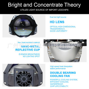 QideWin K110 Car <b>LED</b> <b>Headlights</b> D2S 30000 Lm 50W High Low Beam Integrated Laser Lens General Fit - Product Image 3