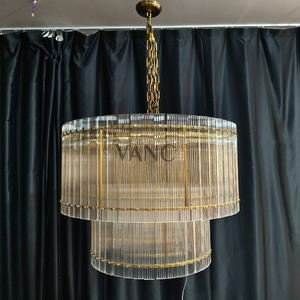 Lampadario americano di lusso in ottone trasparente fatto a <span class=keywords><strong>mano</strong></span> in vetro a doppio strato per soggiorno sala da pranzo Hotel - Product Image 1