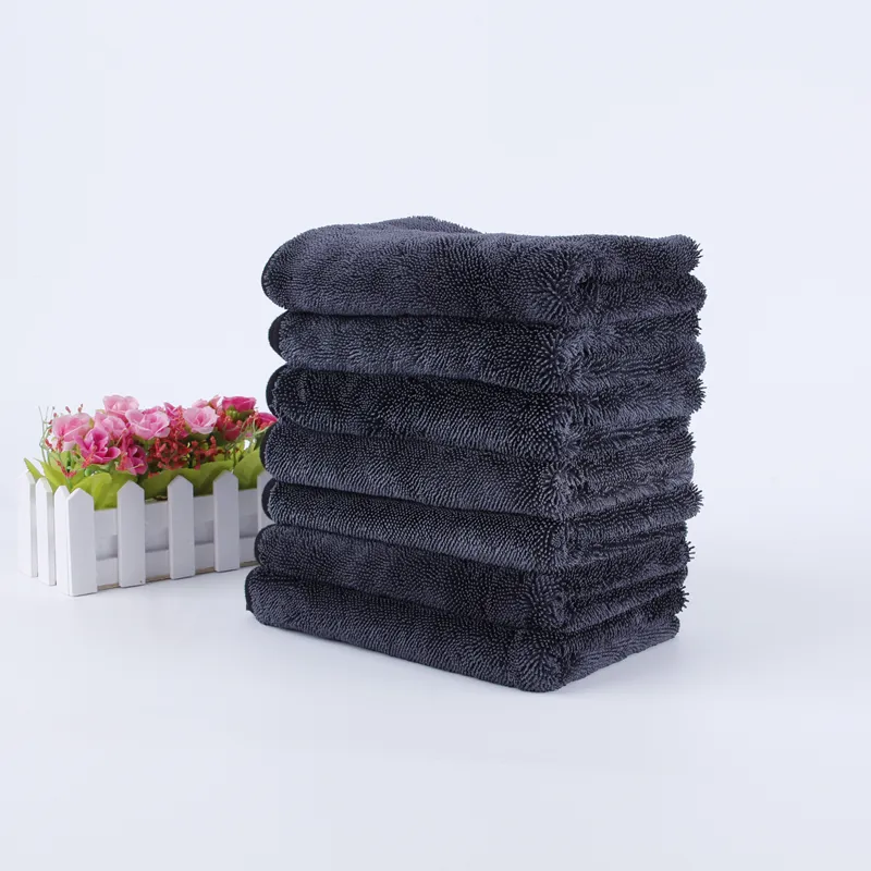 40*40CM 40*60cm Edgeless mikrofiber bükülmüş araba yıkama havlu çift kurutma araba ev temizlik için hızlı kuru emme havlu