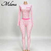 Ensemble deux pièces uni pour femme Milena 2026 – Haut à manches longues et pantalon taille haute ajusté, extensible et respirant