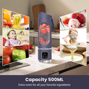 Licuadora Personal Inalámbrica Recargable por USB de 450 ml, Exprimidor Portátil con Pantalla de Energía y Carga Tipo C, Material de Cuchilla USU304 - Product Image 6