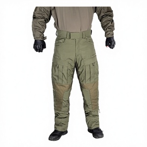 Pantalon cargo tactique pour homme, coupe droite, décontracté, léger, taille mi-haute, résistant à l'eau, avec genoux en Cordura, vert olive - Product Image 3