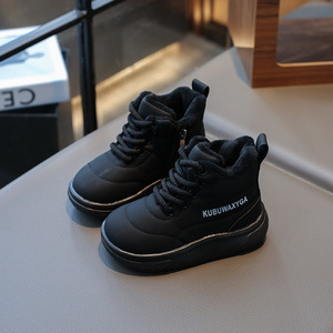 Bottes courtes chaudes pour garçons et filles à semelle souple, chaussures d'hiver rembourrées pour enfants, bottes d'hiver rembourrées kaki pour enfants - Product Image 4