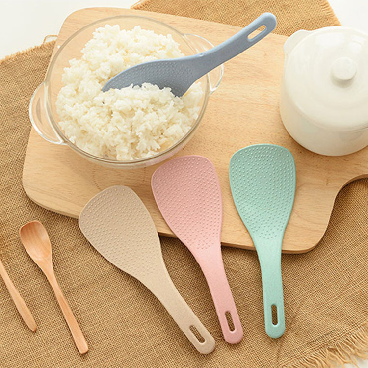 Wholesale In Bulk Factory Cheap Price Reusable Non Stick Kitchen Tool Plastic Pp Wheat Straw Rice Spoon