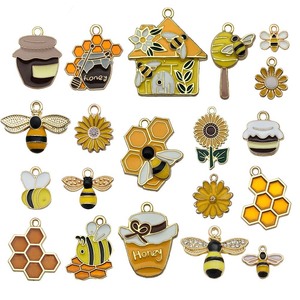 Colgante de aleación con diseño de panal de abeja, tamaño mediano, con efecto de goteo de aceite, accesorios de joyería DIY - Product Image 5