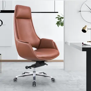 Wholesale High Quality Brown Comfortable BOSS Swivel Leather Office Chair Executive High-Back