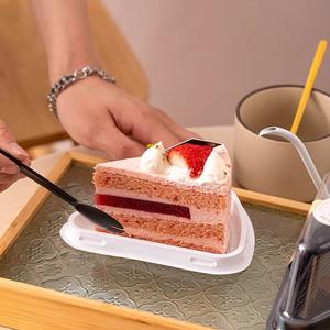 도매 일회용 삼각 케이크 상자 두꺼운 플라스틱 디저트 치즈 케이크 용기 버클 포함 PET 재질 - Product Image 2