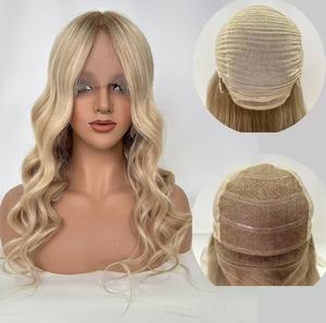 Peluca Médica de Cabello Humano Virgen Premium Lista para Enviar, con Parte Superior de Seda, Cuero Cabelludo Realista, Peluca sin Pegamento de Silicona para Mujeres con Alopecia Areata - Product Image 1
