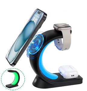 Support de chargeur sans fil magnétique RGB 4 en 1 pour iPhone 14 13 12 Airpod Apple Watch 8 7 6, station de charge rapide - Product Image 1