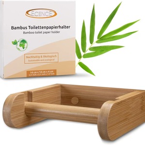 Bamboo Toilet Paper <b>Holder</b> 14x14x4 Cm Eco Friendly Bathroom Storage - Product Image 1