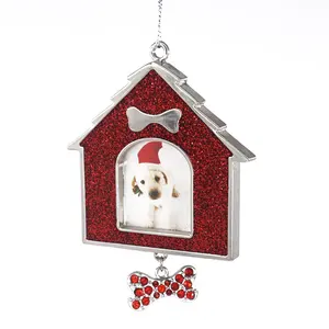 Moldura para fotos de animais de estimação em metal para decoração de árvore de Natal, ornamento de suspensão de luxo, design moderno personalizado