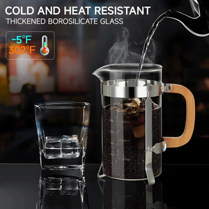 Cafetera de prensa francesa, cafetera duradera con mango de tapa de bambú con sistema de filtro, <span class=keywords><strong>tetera</strong></span> de vidrio sin BPA resistente al calor - Product Image 5