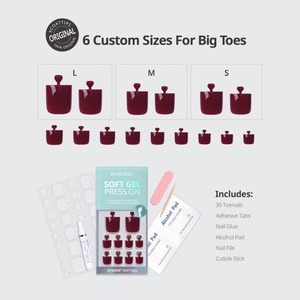 BTArtbox - Juego de Uñas Postizas de Color Rojo Sólido, Uñas Cuadradas de Gel Suave de Alta Calidad, Uñas Postizas Falsas - Product Image 5