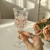 Copas de Vino para Boda, Cristal Transparente, Estilo Retro, Copas para Vino Blanco y Tinto, Copas de Champán con Patrones en Relieve