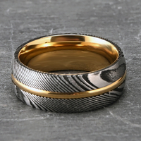 Boman Jewelry 8mm Vente en gros Bijoux en acier damas Anneaux de mariage en or jaune pour hommes Bague poignard damas