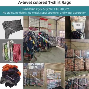 Trapos de limpieza 100% algodón industrial reciclado de camisetas de colores mixtos - Product Image 5