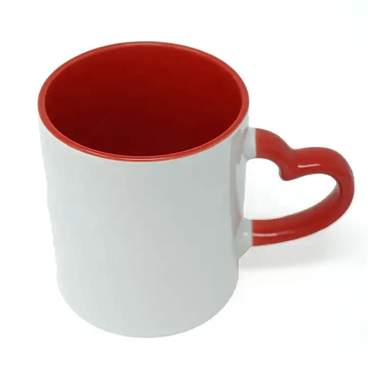 Wholesale 11oz sublimation blank coffee mugs custom logo DIY stock cup for  sublimation with heart handle