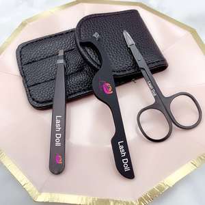 Pinzas de Acero Inoxidable para Pestañas y Cejas, Juego de Pinzas Negras para Extensión de Pestañas, Aplicador de Pestañas - Product Image 2