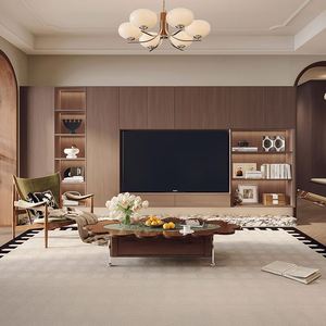 Modern Simple Luxury Solid Wood <b>TV</b> Cabinet High-End <b>LED</b> <b>Light</b> Middle Ancient Style Fits 65 <b>TVs</b> Customizable Living Room Hotel - Product Image 3