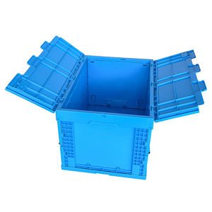 Venta al por mayor de contenedores de plástico de alta resistencia caja de almacenamiento plegable apilable con tapa - Product Image 4