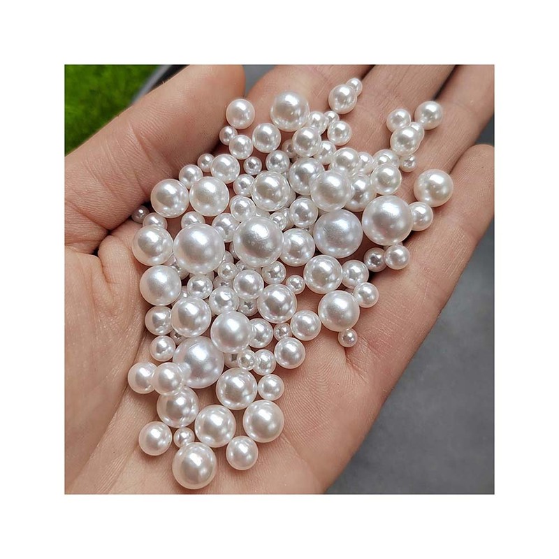 White Colors ABS Hollow Round Pearls
