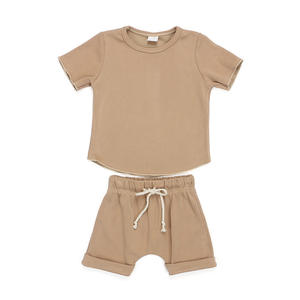 Conjunto de Ropa de Verano para Niños, 2 Piezas, Tela Fresca, Diseño Sólido, para Bebés Niños - Product Image 3