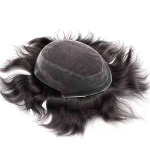 Mái tóc giả nam Aizhilin Úc, tóc Remy Ấn Độ, chất liệu ren Pháp, viền PU, 100% tết tay, sóng tự nhiên/thẳng, mật độ 100%, 38mm - Product Image 1