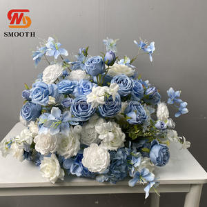 Bouquet de fleurs en soie fait main doux et lisse Bleu 60cm pour mariage et Saint-Valentin Centre de table - Product Image 6