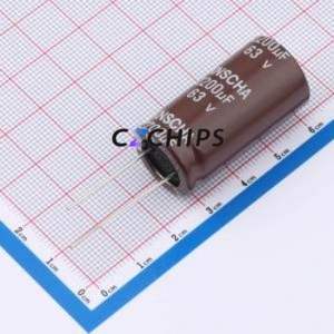 DHG063M228N360S1AA ตัวเก็บประจุอลูมิเนียมอิเล็กโทรไลติกผ่านรู D18xL36mm 2200uF 20% 63V 3.5A-100kHz - Product Image 1