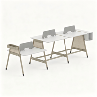 Poste de travail modulaire pour bureau à aire ouverte, mobilier de bureau pour équipe avec structure partagée et gestion des câbles