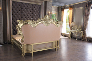 סט חדר שינה עיצוב ריהוט ריהוט בית זהב מפעל אספקת יד מגולף עץ מודרני יוקרה קלאסי קינג גודל חדר שינה - Product Image 6