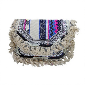 Ethnic Boho <b>Vintage</b> Women's Cotton Messenger <b>Clutch</b> <b>Bag</b> Stylish Handmade Crossbody Purse Embroidery Zipper Closure Portable - Product Image 1