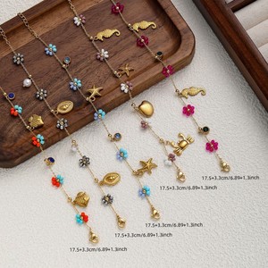 Summer Ocean Boho Beach <b>Bracelets</b> Jewelry 18K Gold Plating Seahorse Conch Starfish Charm Colorful Stone <b>Shell</b> Pendant <b>Bracelet</b> - Product Image 5