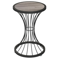 Table basse moderne convertible en métal rustique antique pour salon et chambre, table d'appoint durable et élégante en chêne foncé et or, mobilier de maison