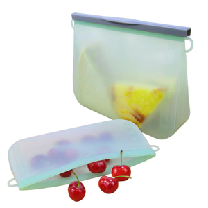 Sac de conservation réutilisable en silicone pour aliments, compatible congélateur, avec fermeture éclair, 500 ml, 1000 ml - Product Image 1